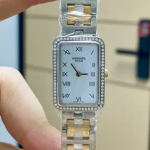 Hermès Vintage 18x26mm Quartz - White Dial, Two-Tone & Diamond-Set Caseback Ladies Watch MWT000590