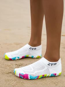 Women's Wide Head Water Shoes, Elastic Fabric, Rubber Sole, Lightweight & Durable, Ideal for Swimming, River, Yoga, Indoor Sports