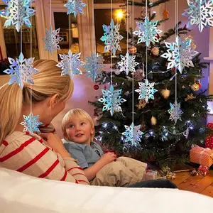 15pcs 3D Holographic Snowflake Decorations for Christmas, New Year's, Birthdays and Winter Wonderland Parties - Home Decor