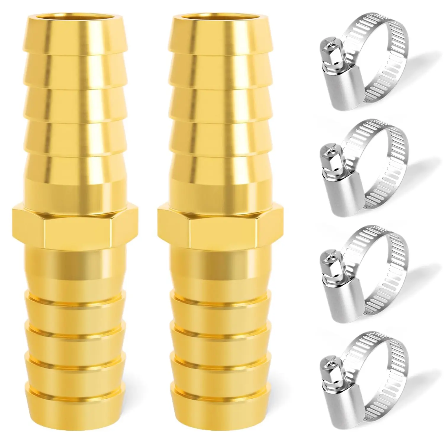 TAISHER Brass Hose Barb Reducer, Barb Hose ID with Hose Clamp, Brass Barb Reducer SPLICER Fitting