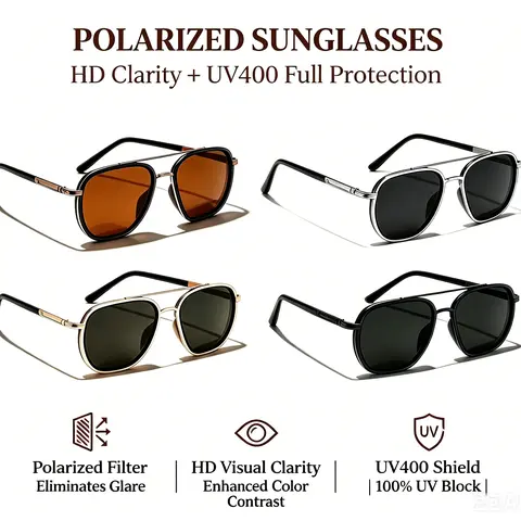 2026 Unisex Full Rim Polarized PC-Resin Fashion Sunglasses - UV400 Eye Guard, Lightweight Sturdy Double-Beam Frame, Anti-Glare, Square Shade, All-Day Comfort, Ideal Gift, Travel Essential Accessory, Sunglasses for Women