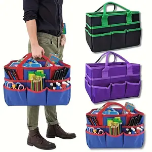 Expandable Portable Sewing Organizer Tote Bag, Large Capacity Multi-Slot Design, Available in Blue Colors