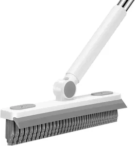 Grout Cleaner Brush with Long Handle – V-Shaped Floor Scrub Brush with Stiff Bristles for Bathroom, Tile Lines, Crevices, Kitchen, Wall, Deck & Garage