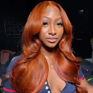AliPearl  Wig 250% Density Ginger Copper Color 4x7 Lace Closure Wig Pre Cut Pre Plucked Lace Ready to Go Glueless Human Hair