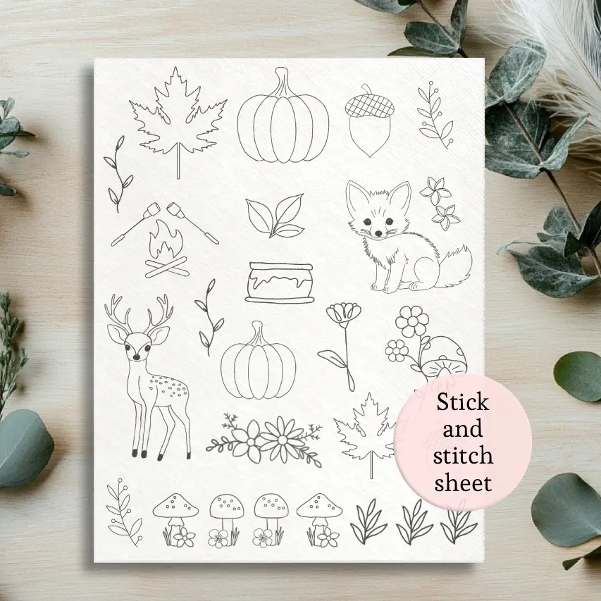 stick and stitch embroidery patterns full page fall patterns pumpkin acorn leaves embroidery patterns