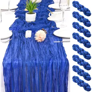 8 Pack Royal Blue Cheesecloth Table Runner 17x108 inch Boho Gauze Cheese Cloth Table Runners for Wedding Party Baby Bridal Shower Home Decor