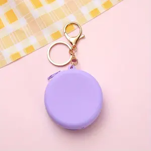1pc Round Silicone Change Purse, Portable Jewelry Purse, Cute Coin Purse, Lady Purse Key Purse, Stylish Wallet