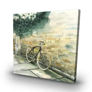 Begin Home Decor C1RC3232YEU4N9 32 x 32 in. Old Urban Bicycle - Turquoise Canvas Home Decor - Stylish Art