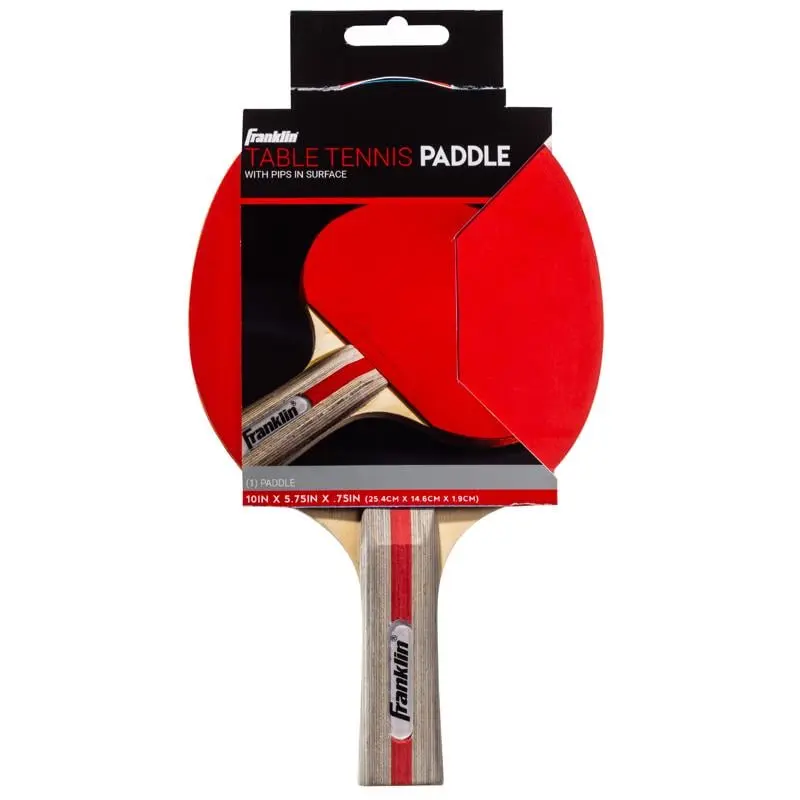 Franklin 8101999 Red Wooden Table Tennis Paddle with Flared Grip, Rubber Face for Sports & Outdoor Activities, Table Tennis Rubbers Included, Wooden Paddle Table Tennis Rubbers