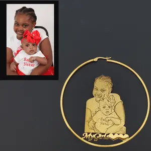 Personalized Photo Engraved Hoop Earrings
