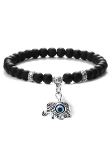 Turquoise Bracelet with Elephant Pendant, High Quality Bracelet, Synthetic Turquoise Elastic Rope, Unisex Yoga Jewelry Gift for Friends