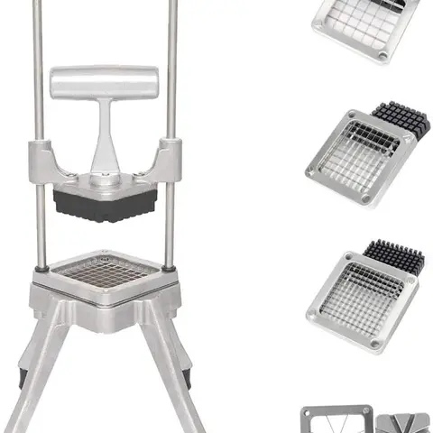 ROVSUN Commercial Manual Push Stainless Steel Veggie Chopper & Utensils - 4 Blades (1/2 in, 3/8 in, 1/4 in, 8-Wedge) Vegetable Cutting Slicer for Potatoes, Onions, Cucumbers, Home Use Kitchen Food Processor Gadget