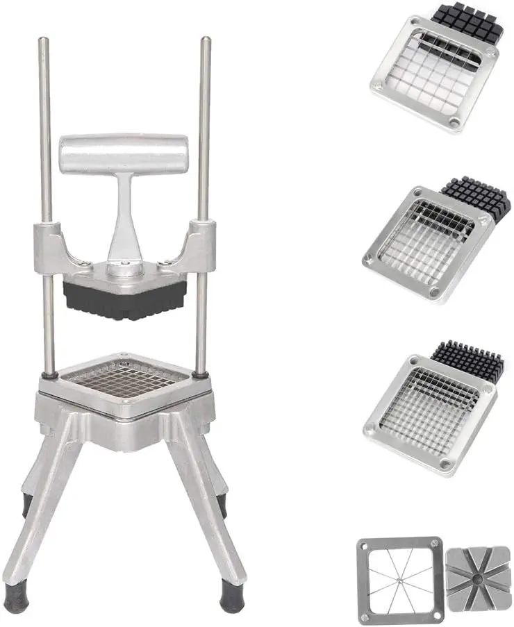 ROVSUN Commercial Manual Push Stainless Steel Vegetable Cutting Slicer & Cutter - 4 Blades (1/2", 3/8", 1/4", 8-Wedge) for Potatoes, Onions, Home & Restaurant Kitchen Use