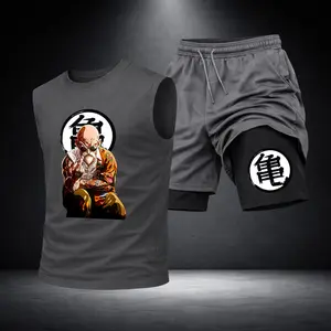 Men’s Black Workout Set Sleeveless Tank Top & Sports Shorts 2-Piece Gym Outfit