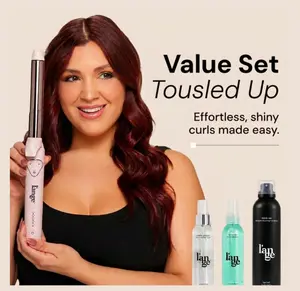 L'ANGE HAIR - Tousled Up Value Set - Le Pirouette Curling Iron, Thermal Magique Heat & Humidity Tamer 4oz, Salt + Séa Texturizing Spray 4oz, Hold-All Medium Working Hairspray 8oz, Haircare, Frizz-Free, Hair Tools, Hair Styling