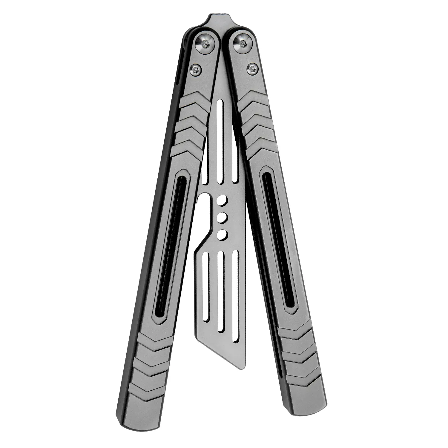 BUTTERFLY FLY KNIFE Hardware tools, Aluminum Butterfly Trainer,  Safe Bladeless Practice Hand Tool, Skill Flip Tool, LG05 Blue grey