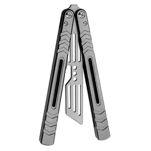 BUTTERFLY FLY KNIFE Hardware tools, Aluminum Butterfly Trainer,  Safe Bladeless Practice Hand Tool, Skill Flip Tool, LG05 Blue grey