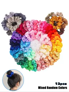 Solid Color Scrunchie, Mixed Color Hair Tie, Casual Simple Hair Accessories for Women & Girls, Minimalist Headwear Suitable for Thick Hair
