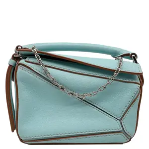Pre-owned Loewe Leather Crossbody Bags Puzzle Nano Calfskin Shoulder Bag Blue