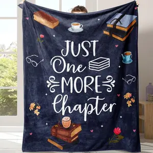 Book & Letter Pattern Blanket, 1 Count Soft andComfortable Air-conditioned Room Throw withStorage Bag, Warm Nap Blanket for Home,Office, Outdoor Camping