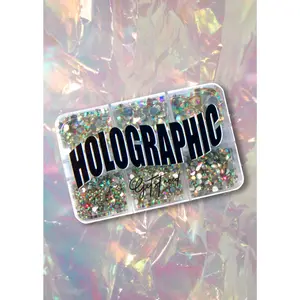 HOLOGRAPHIC RHINESTONE FACE GEM VARIETY SIZE PACK FOR COSMETIC AND NAIL ART USE