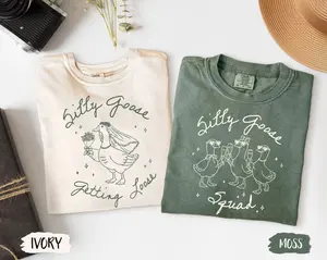 Comfort Colors Funny Silly Goose Bride T-Shirt, Bachelorette Party Shirt for Bride Team, Bridal Squad Matching Tee, Goose Lover Gift, Bridesmaid Tee