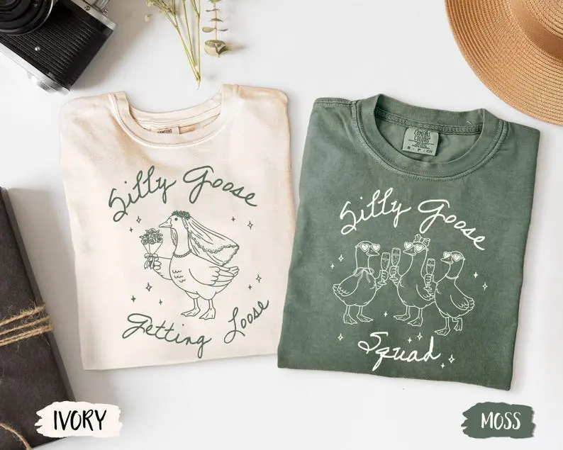 Comfort Colors Funny Silly Goose Bride T-Shirt, Bachelorette Party Shirt for Bride Team, Bridal Squad Matching Tee, Goose Lover Gift, Bridesmaid Tee