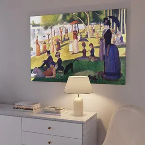 Canvas of Seurat_ Sunday Afternoon. Large Size 30 X 20 Inches,Logos, Graffiti, Comics, Retro, Educational (Children), Posters, Canvas Art.