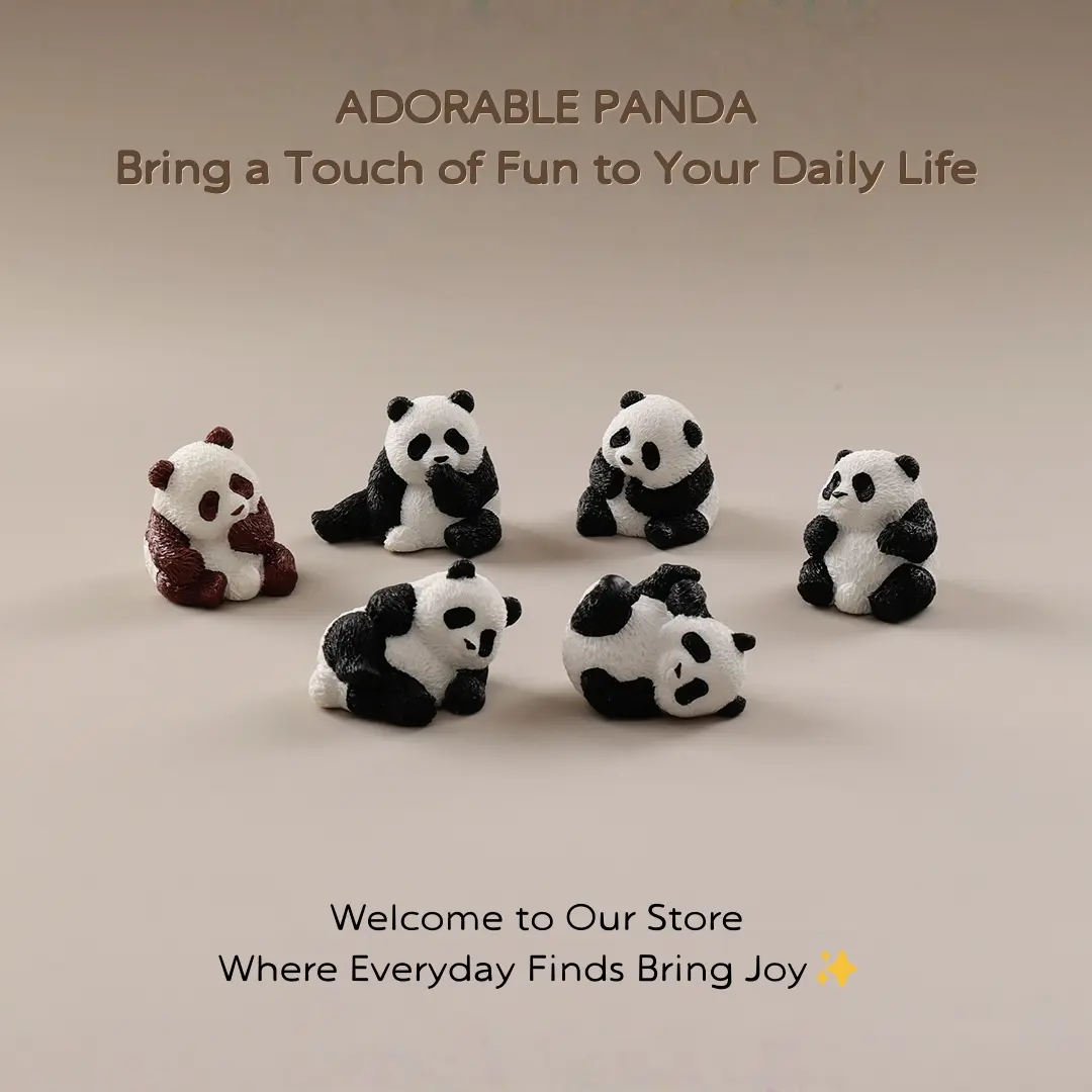 Cute Red Panda Miniature Animal Figurine Resin Statue, Creative Desk Pet Car Dashboard Ornament, Fairy Garden Terrarium Micro Landscape DIY Decor, Tiny Kawaii Collectible Gift for Animal Lovers, Sculpture Desk Decor