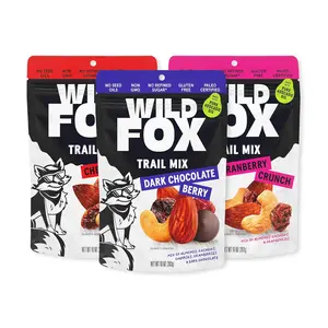 Wild Fox The Original Trio Dark Chocolate Berry Cranberry Crunch & Cherry Burst Trail Mix Trio No Refined Sugar Paleo Certified