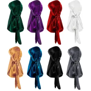 8PCS Unisex Headwear, Hip-Hop Fashion Breathable & Highly Stretchable Velvet Caps,Long Tai Pirate Hat Ideal for Bikers, Hip-Hop Enthusiasts, Headscarves, Caps, Everyday Additions, Cycling, Hiking