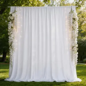 5x8FT 2 Panels White Soft Fabric Photography Backdrop, Silky Polyester Drapes with Elegant Water-Like Flow for Wedding, Engagement, Party, Baby Shower, Photo Booth