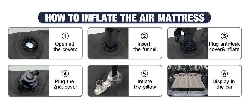 Umbrauto Heavy-Duty SUV Air Mattress w/Quick-Inflate Car Pump| Durable 2-Chamber Inflatable Van Sleeping Bed for Camping & Travel, Leakproof PVC, Flocked Top