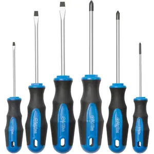 6 count  Tip  Set, 3 Phillips and 3 Flat, Professional Cushion Grip | 6- Hand Tools Set