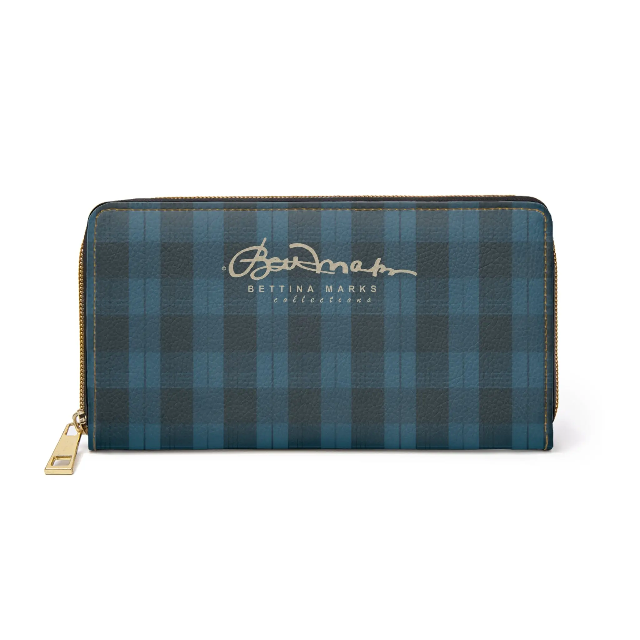 Teal Plaid Zipper Wallet