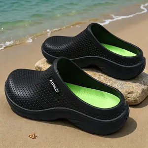 Women's Beach Vacation Slide Sandals,Work Shoes - Lightweight Cushioned EVA Clogs, Non-Slip Waterproof Clinical Work Shoes for Hospital & Healthcare Shifts, Clinical Shoes, Lightweight Cushioned Clogs Black Footwear