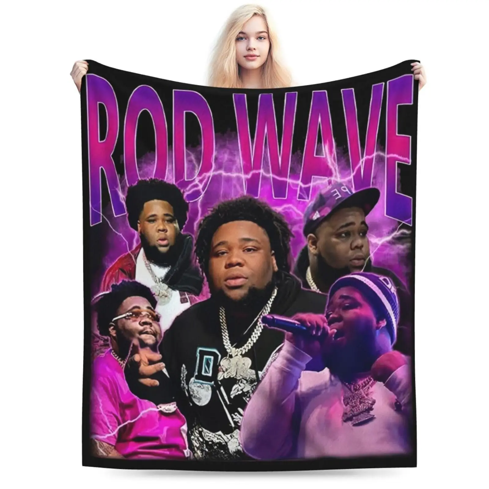 Rod Wave Blanket, Rod Wave Merch Warm Throw Blanket for Bed Sofa Couch Car,Rod Wave Poster Collage