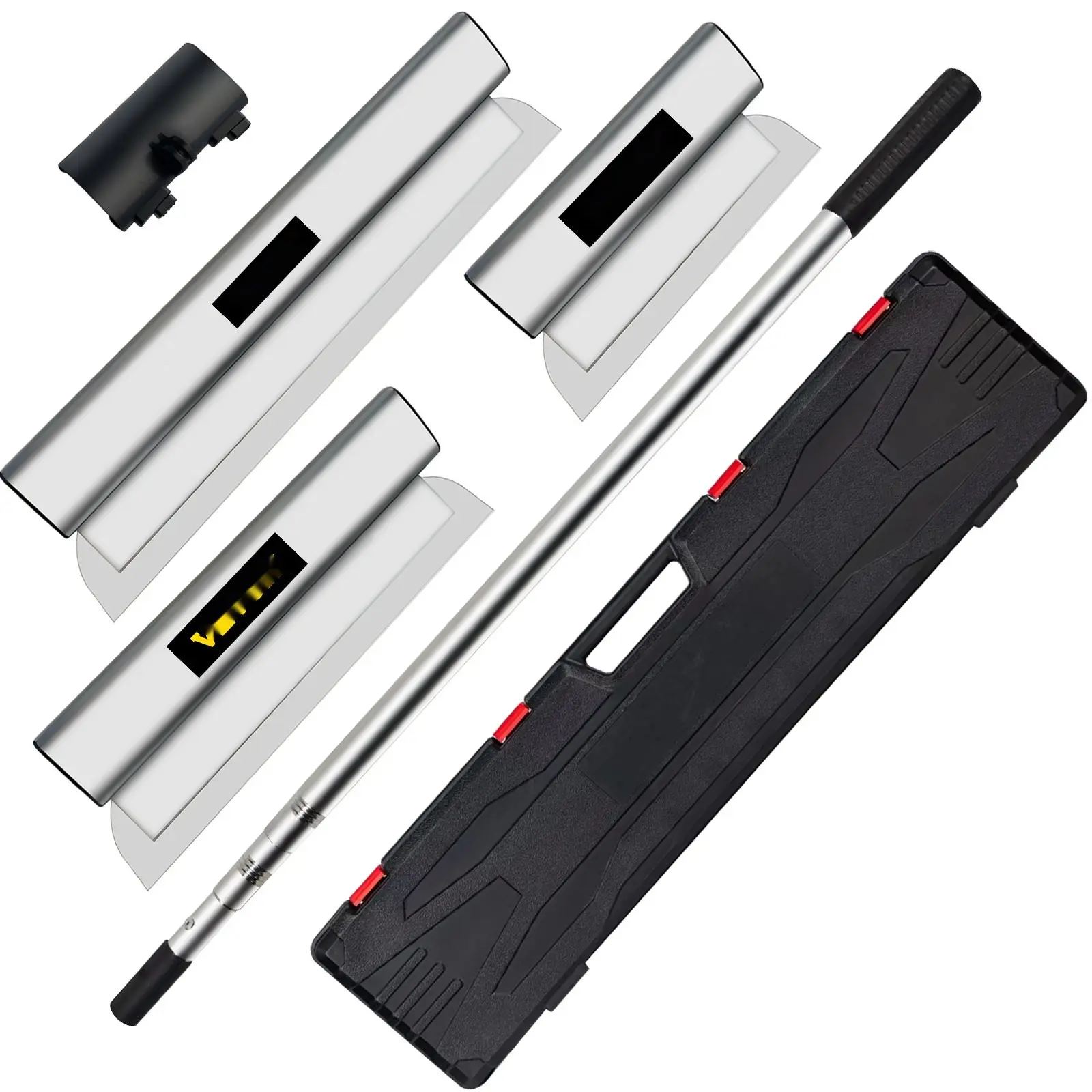 Skimming Blade Set With 10", 24", 32" Blades And 35"-78" Extension Handle; Stainless Steel Construction Knife With Aluminum Blade Profile Smoothing Knockdown Spatula For Gyprock, Drywall, Plasterboard And Wallboard Finishing