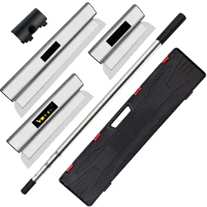 Skimming Blade Set With 10", 24", 32" Blades And 35"-78" Extension Handle; Stainless Steel Construction Knife With Aluminum Blade Profile Smoothing Knockdown Spatula For Gyprock, Drywall, Plasterboard And Wallboard Finishing
