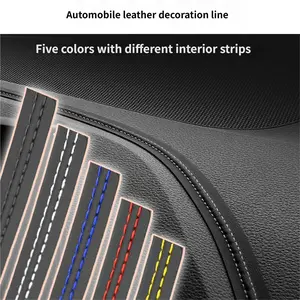Car genuine leather stitched decorative strip, dashboard and center console door gap filler strip, interior decoration and modification accessory, anti-noise and soundproofing interior trim strip, Universal Car Interior