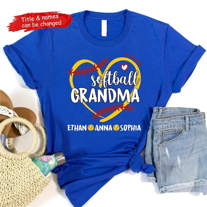 Personalized Softball Grandma Shirt, Custom Name Shirt, Softball Grandma Shirt, Softball Grandma Shirt, Love Softball Shirt, Game Day Shirt