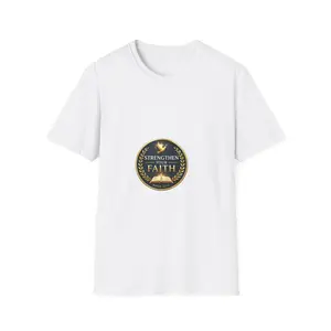 Men's Ribbed Elastic Knit Lightweight Cotton T-Shirt - Strengthen Your Faith Design, Dove Laurel Emblem