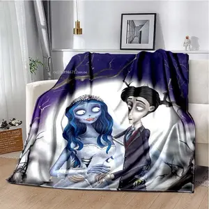 Sorrow Love Story The Corpse Bride Blanket Wedding in The Night Blankets for Bed Sofa Goth Bride Halloween Blanket