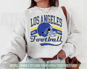 [Sale Up To 50%] Los Angeles Football Vintage Crewneck Sweatshirt, Game Day Pullover, Ram 90s Style Football Crew, Ram Fan Gift, Gift For Fan, Trendy USA Cotton Fabric