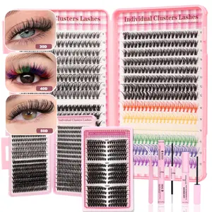 DIY Eyelash Cluster Set, 640pcs Eyelash Extension Kit, DIY Eyelash Extensions, 9-16mm, Individual Lashes, D Curl, Wispy False Lashes, Includes Bond&Seal &Remove&Eyelash Tweezers