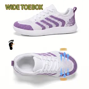 Women's Wide Toe Box Breathable Casual Sneakers, Knit Mesh Upper No Sweaty Feet, Extra Wide Toe Box No Pinch, Soft Non-slip Sole, Daily Commute Work Shopping, Morning Night Running Walking, All Day Comfort for High Instep Wide Feet, All Season