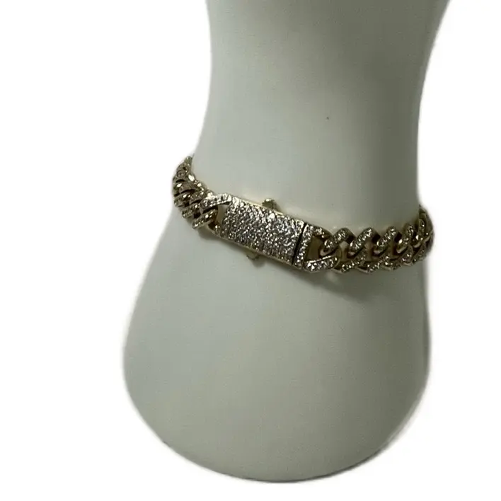 14K Gold and CZ Accents Karol G Brazelet Style Unisex Bracelet with Diamond Accents