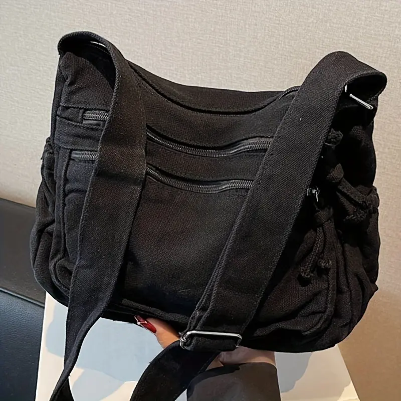 Women's new stylish solid color shoulder bag, casual multi-zipper multi-pocket crossbody bag with adjustable shoulder strap, suitable for daily travel, commuting, shopping, and dining. It is a multifunctional handbag, perfect as a gift for family members