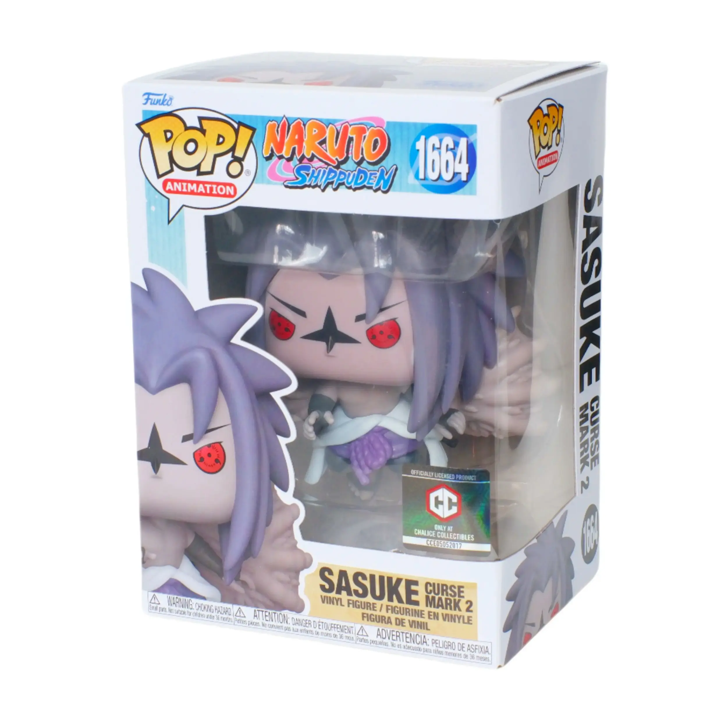 Funko Pop! Animation: Naruto Shippuden - Sasuke Curse Mark 2 #1664, Chalice Collectibles Ex, with Clear Pop Protector