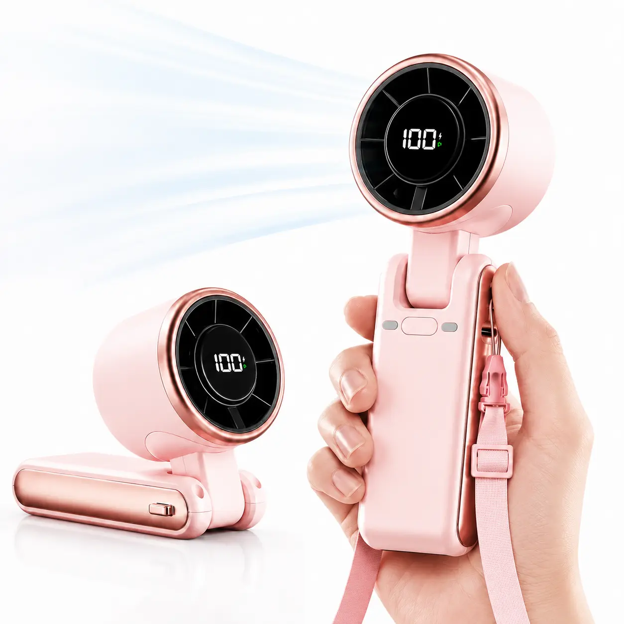 Portable handheld fan, powerful mini rechargeable fan, unisex, suitable for summer, travel, and outdoor cooling